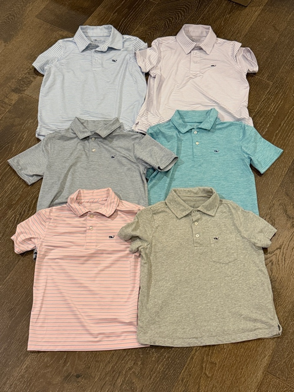Vineyard Vines Kids Polo Pack - Pastel Blue, Pink, Gray, Teal, Cream